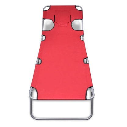 Sun Lounger Red Powder-coated steel frame, Polyester fabric Large
