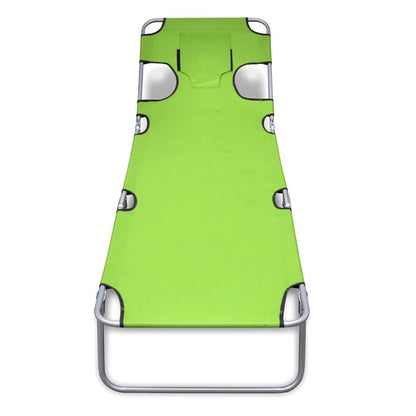 Sun Lounger Apple Green Polyester Large Foldable Sun Lounger