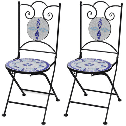 Garden Chair Set of 2 Blue and White