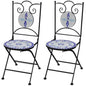 Garden Chair Set of 2 Blue and White