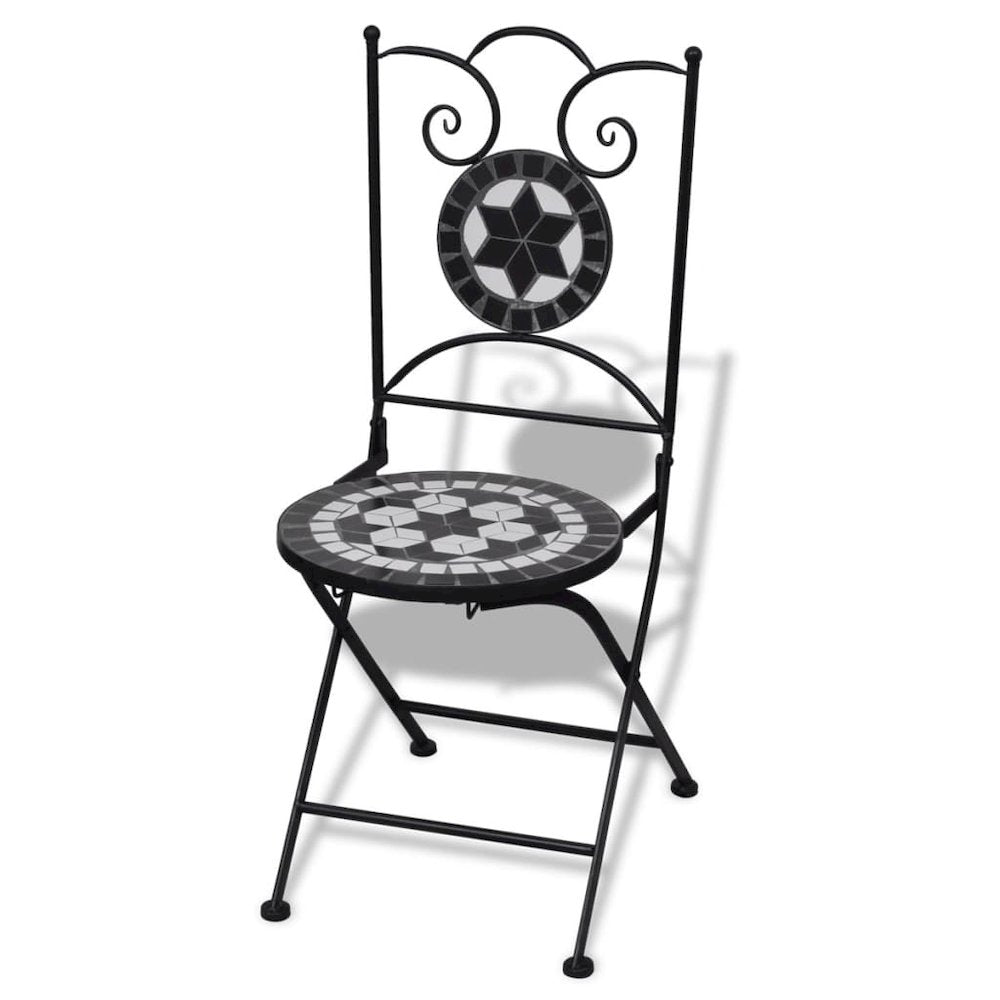 Garden Chair Set of 2 Black and White