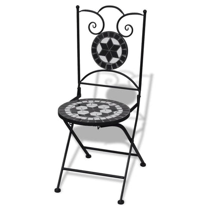 Garden Chair Set of 2 Black and White