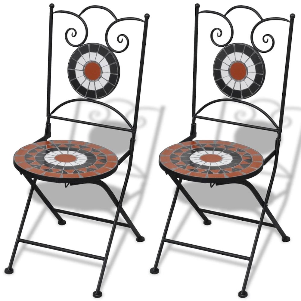 Garden Chair Set of 2 Terracotta Powder-coated iron Foldable