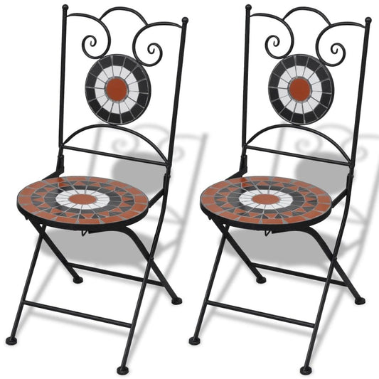 Garden Chair Set of 2 Terracotta Powder-coated iron Foldable