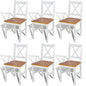 Dining Chair Set of 6 White and natural wood Pine wood Standard