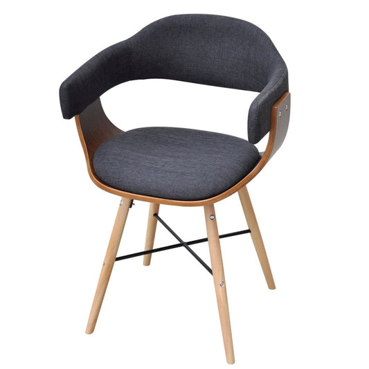 Dining Chairs 2 pcs Dark Gray Bent Wood and Fabric