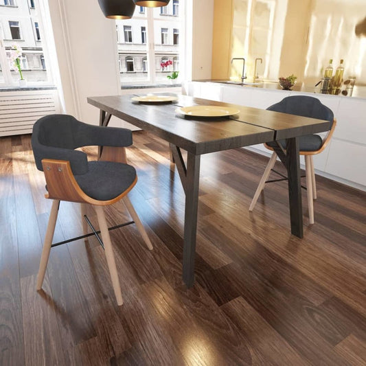 Dining Chairs 2 pcs Dark Gray Bent Wood and Fabric
