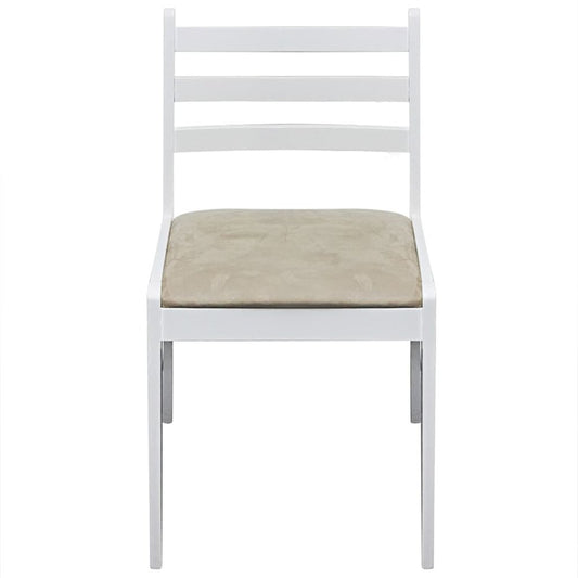 Dining Chairs 4 pcs White Solid Rubber Wood and Velvet
