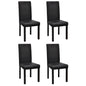 Dining Chair Set of 4 Black Wooden frame, faux leather Standard