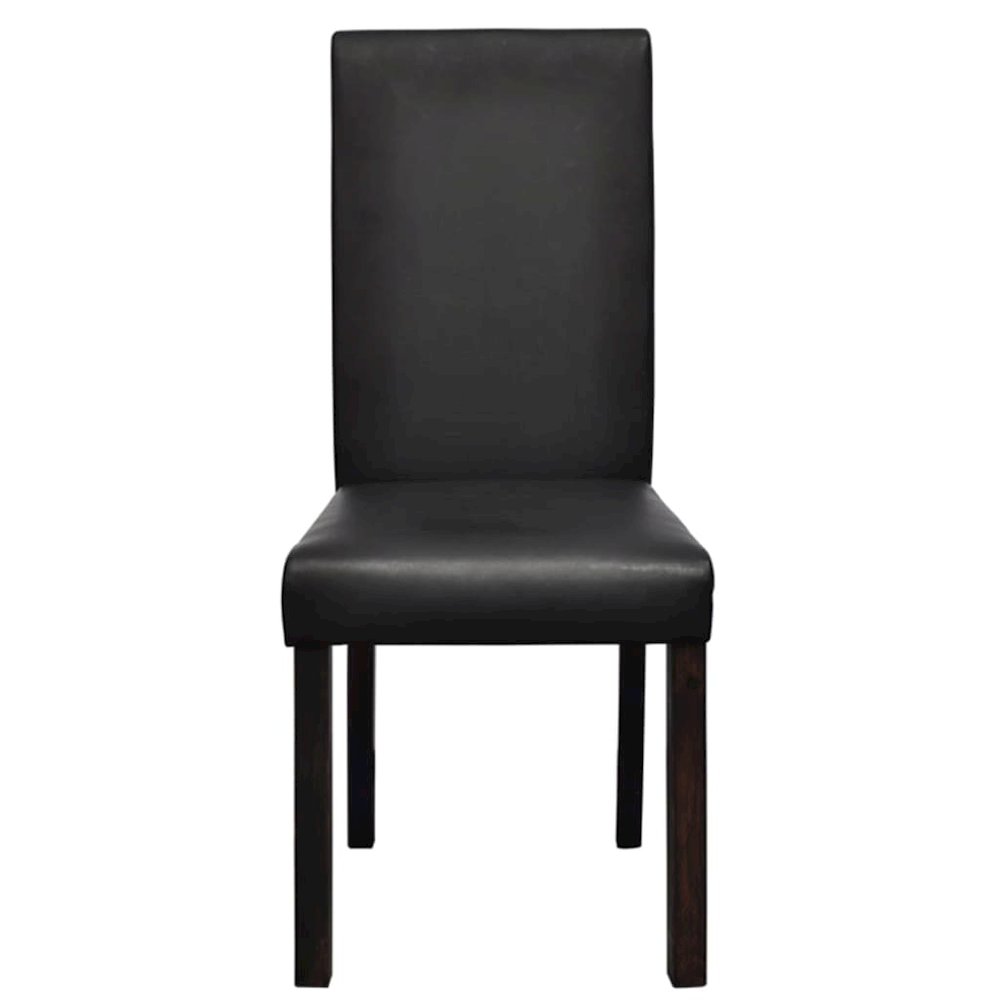 Dining Chair Set of 4 Black Wooden frame, faux leather Standard