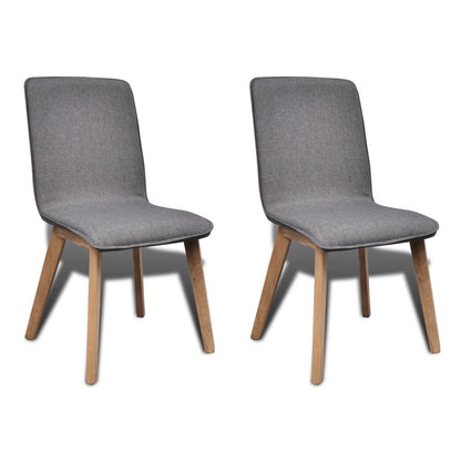 vidaXL Dining Chairs 2 pcs Dark Gray Fabric and Solid Oak Wood, 241903