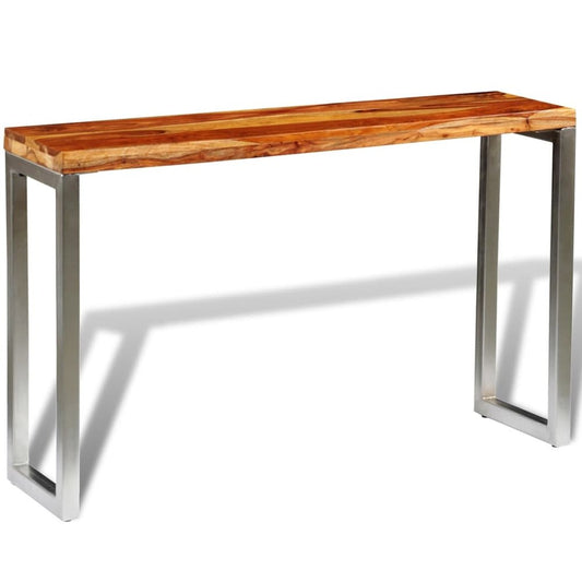 vidaXL Solid Sheesham Wood Console Table with Steel Leg, 242125