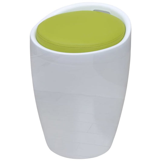 Stool White, Apple Green ABS Plastic, Faux Leather Standard Stool