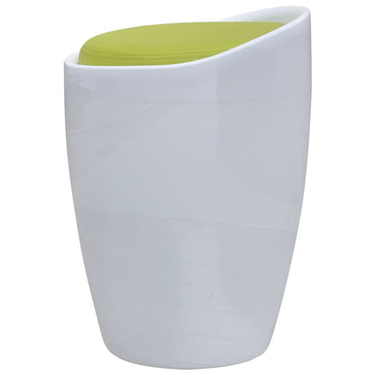 Stool White, Apple Green ABS Plastic, Faux Leather Standard Stool