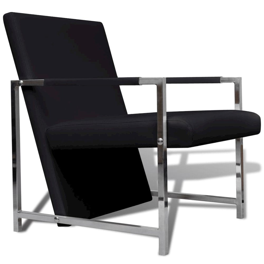 Armchair Black Artificial Leather Standard Ergonomic Armchair