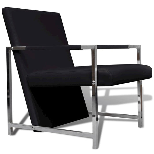 Armchair Black Artificial Leather Standard Ergonomic Armchair
