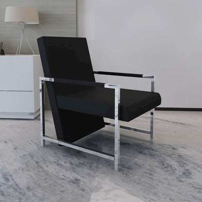 Armchair Black Artificial Leather Standard Ergonomic Armchair