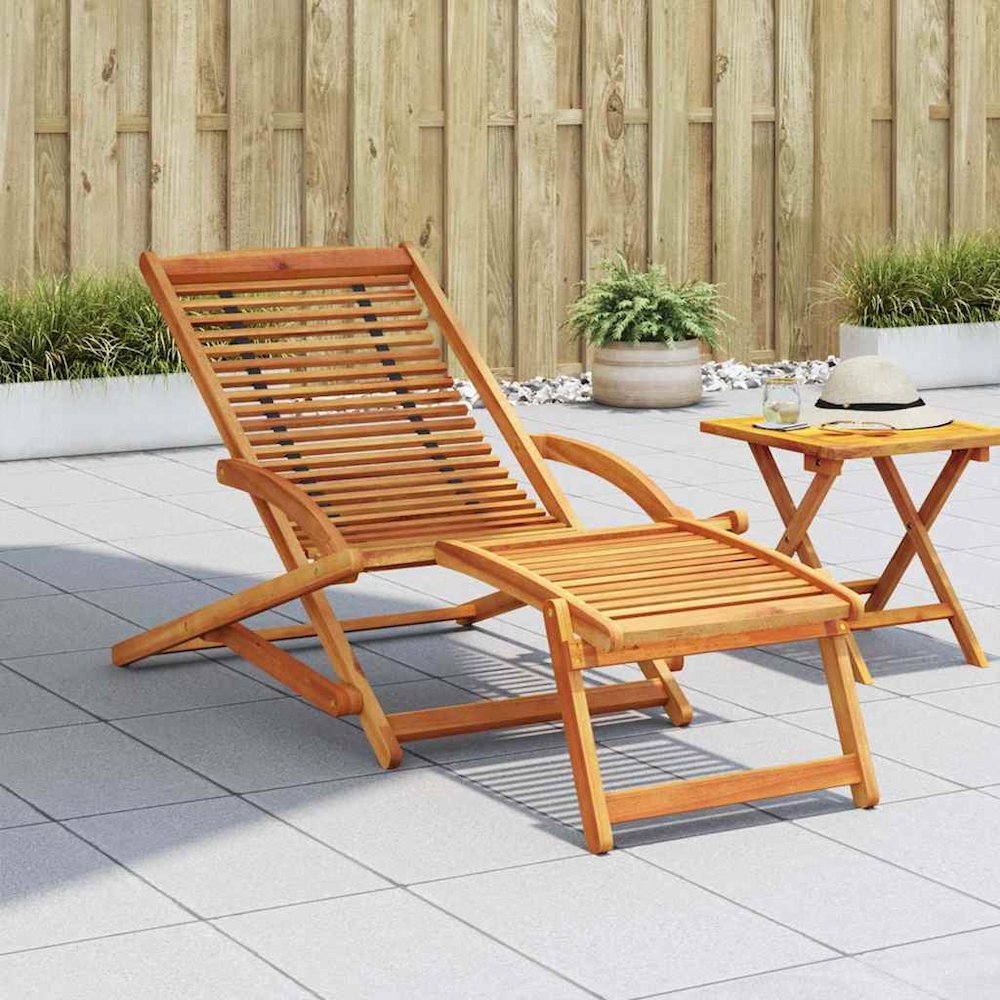 Deck Chair Light brown Acacia wood Standard Foldable Deck Chair