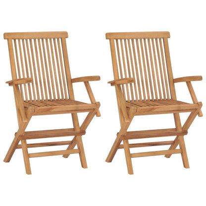 Garden Chair Set of 2 Teak Solid Teak Wood Standard Foldable
