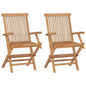 Garden Chair Set of 2 Teak Solid Teak Wood Standard Foldable