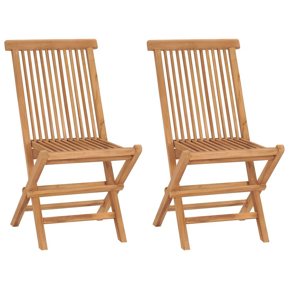 Garden Chair Set of 2 Warm Brown Sanded teak hardwood Compact
