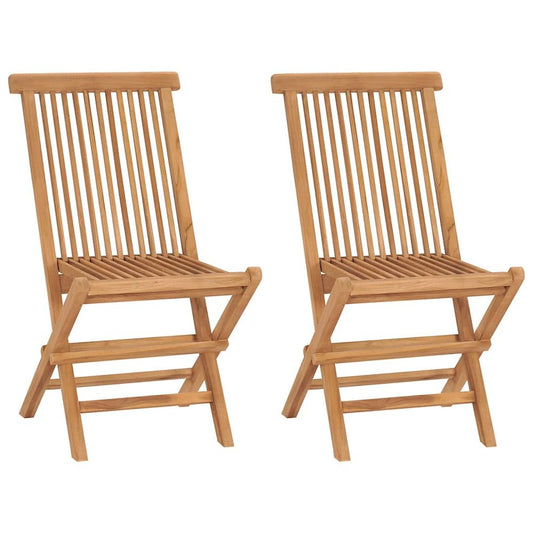 Garden Chair Set of 2 Warm Brown Sanded teak hardwood Compact