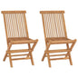 Garden Chair Set of 2 Warm Brown Sanded teak hardwood Compact