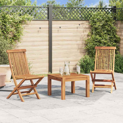 Garden Chair Set of 2 Warm Brown Sanded teak hardwood Compact