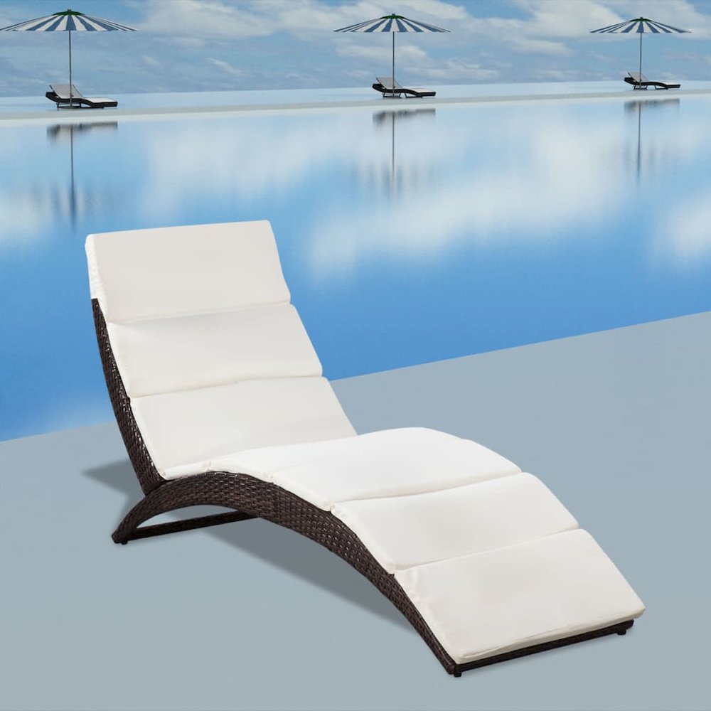 Sun Lounger Brown, Cream White