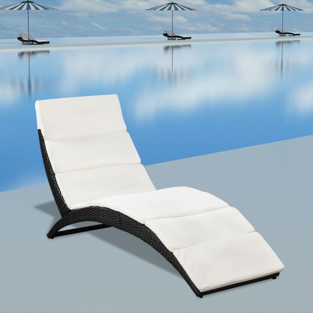 Sun Lounger Black, Cream White