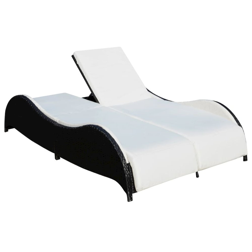 Sun Loungers Black PE rattan Large Adjustable Armrests