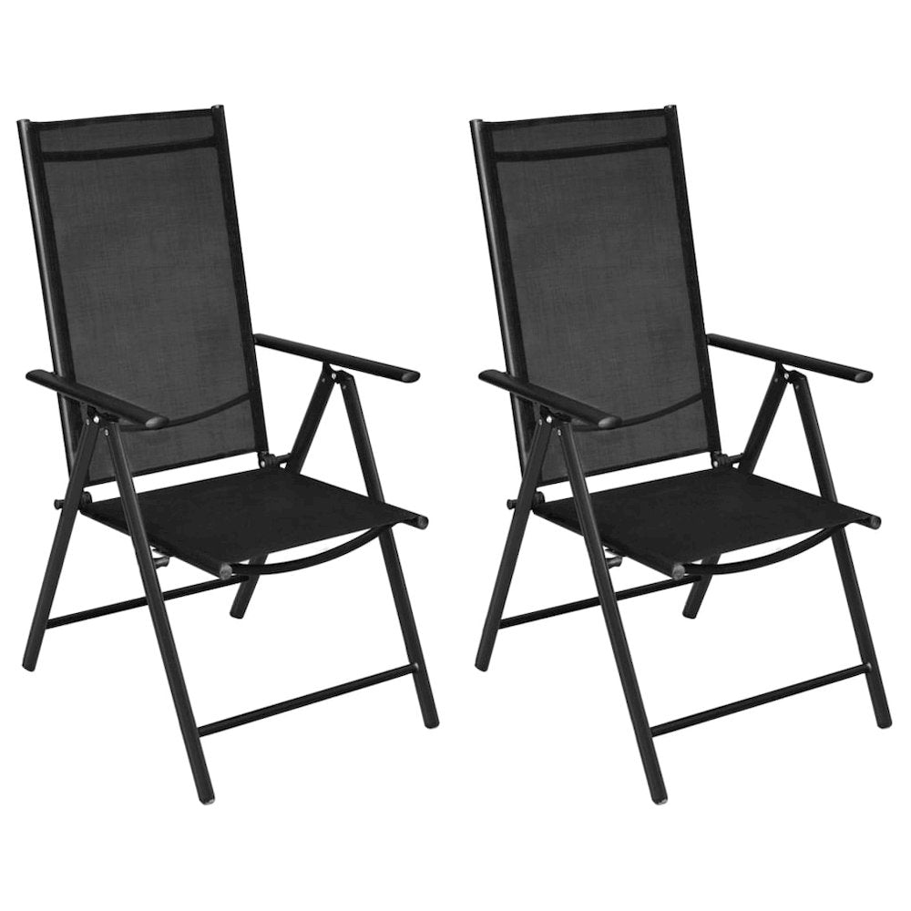 Garden Chair Set of 2 Black Powder-coated Aluminum Frame Medium