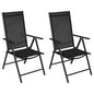 Garden Chair Set of 2 Black Powder-coated Aluminum Frame Medium
