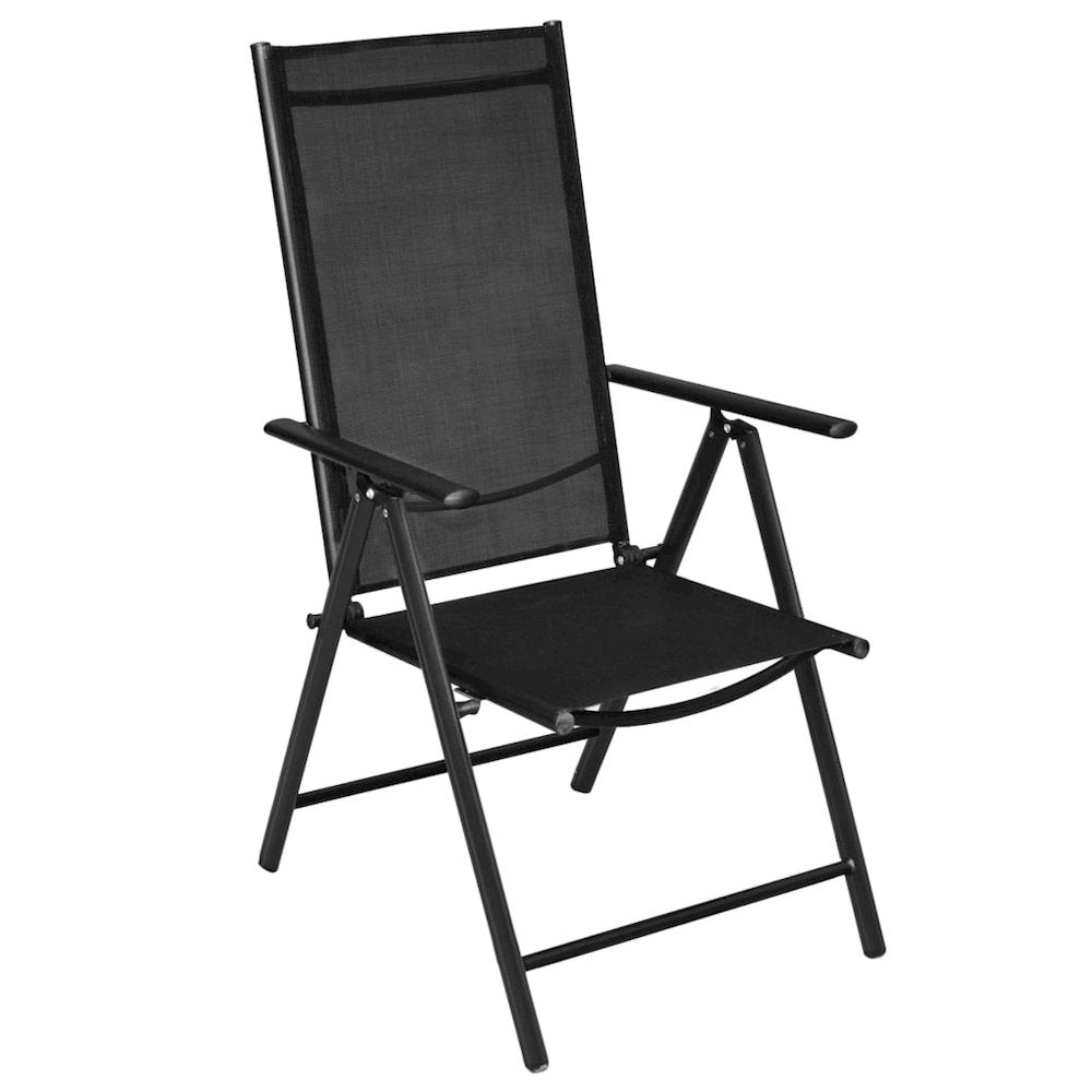 Garden Chair Set of 2 Black Powder-coated Aluminum Frame Medium