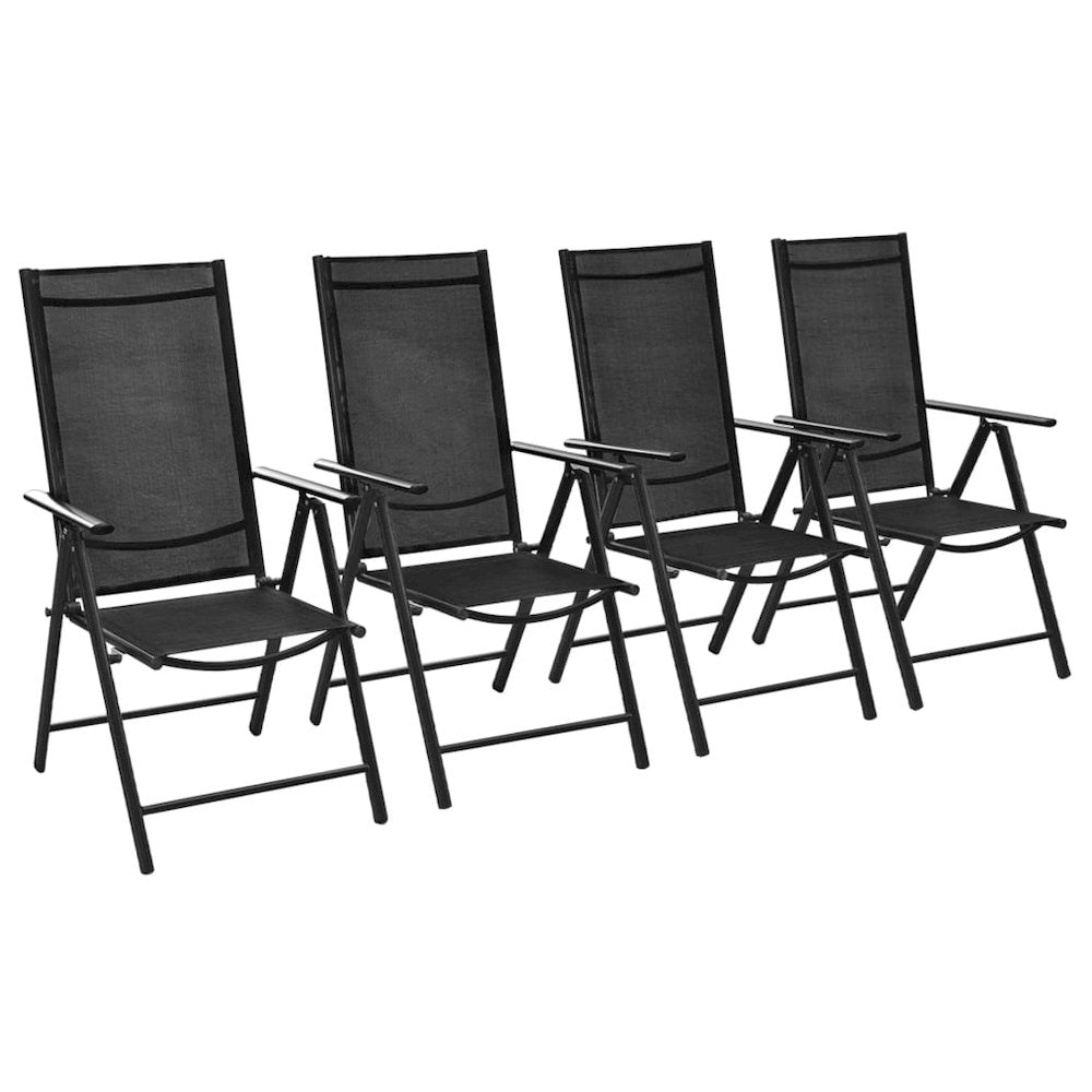 Outdoor Chair Set of 4 Black Powder-coated aluminum Foldable