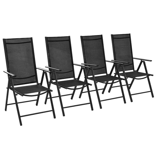 Outdoor Chair Set of 4 Black Powder-coated aluminum Foldable