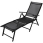 Sun Lounger Black Aluminum Large Foldable Folding Sun Lounger