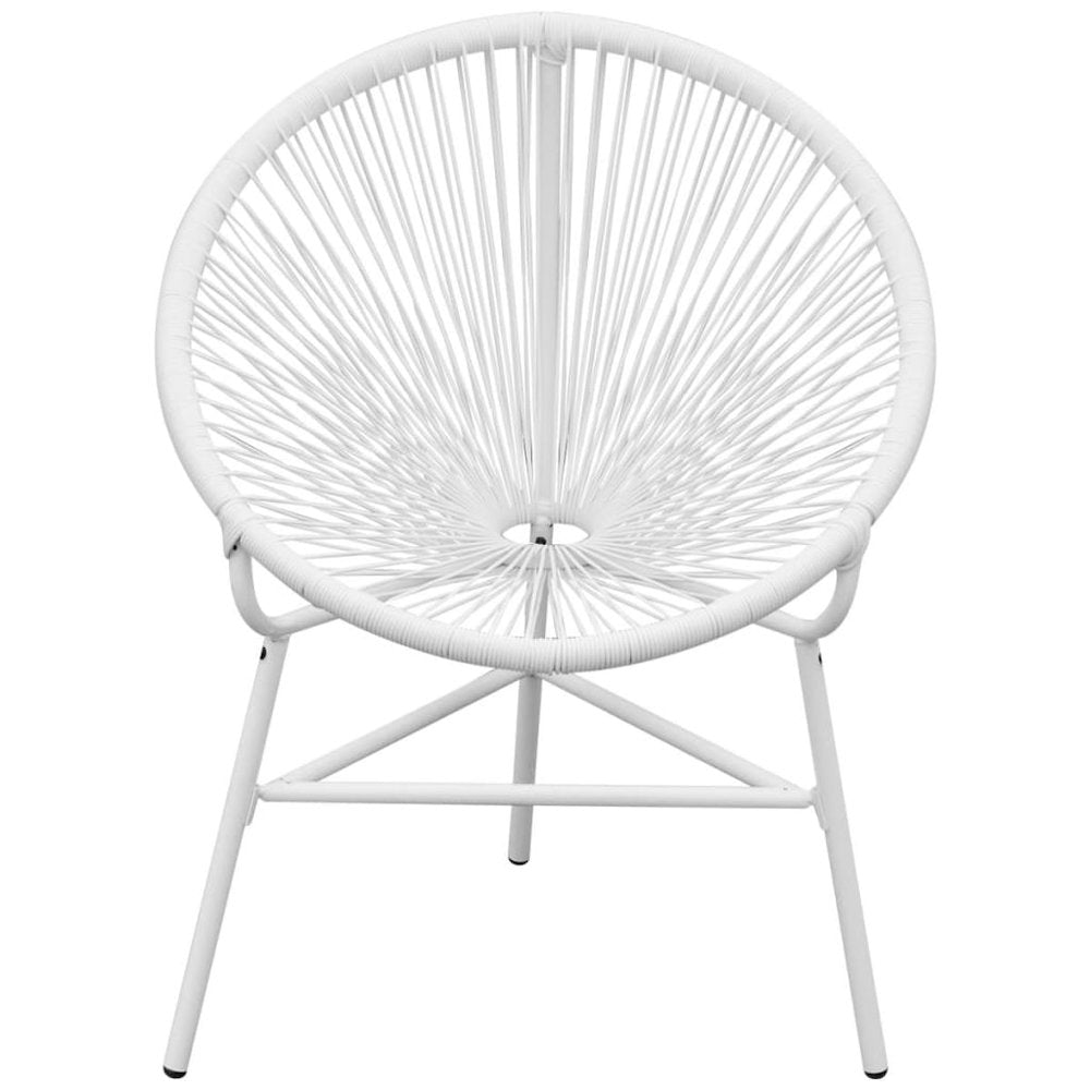 Garden Chair White PE Rattan, Powder-Coated Steel Medium Tough