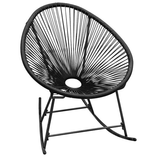 vidaXL Outdoor Rocking Chair Black Poly Rattan, 42073