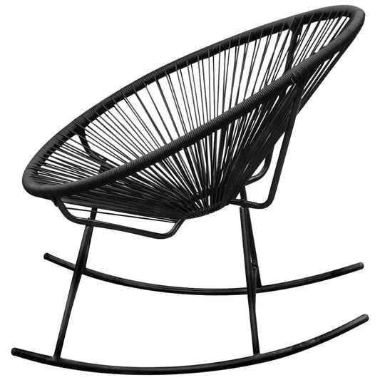 vidaXL Outdoor Rocking Chair Black Poly Rattan, 42073