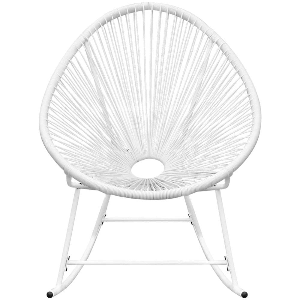 Rocking Chair White PE Rattan, Powder-Coated Steel Medium Tough