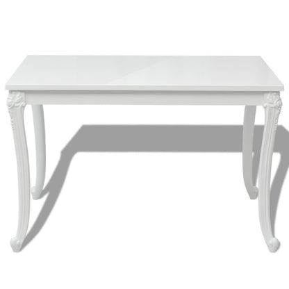 vidaXL Dining Table 45.7"x26"x30" High Gloss White, 243383