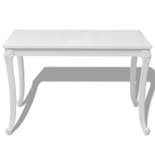 vidaXL Dining Table 45.7"x26"x30" High Gloss White, 243383
