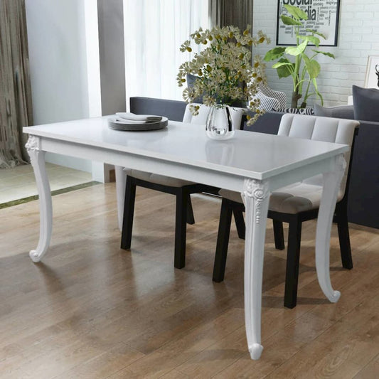 vidaXL Dining Table 45.7"x26"x30" High Gloss White, 243383