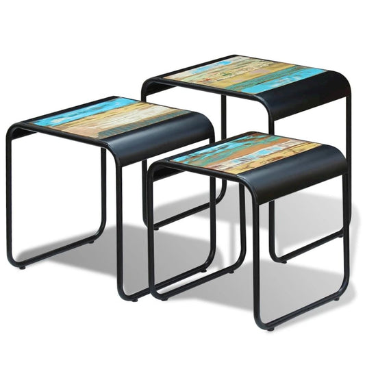 vidaXL Three Piece Nesting Tables Solid Reclaimed Wood, 243286