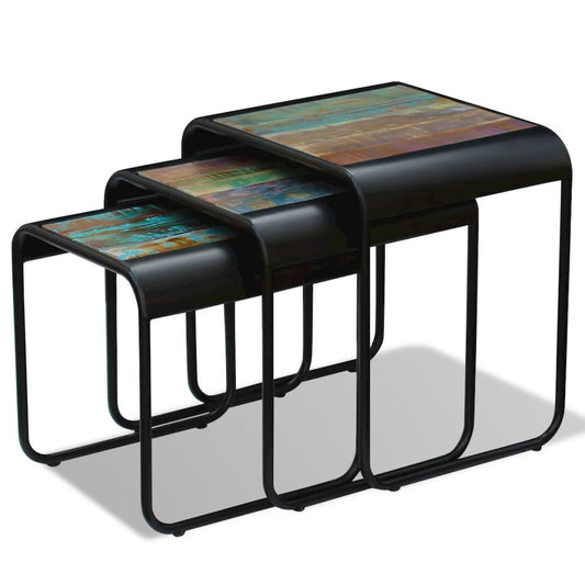 vidaXL Three Piece Nesting Tables Solid Reclaimed Wood, 243286