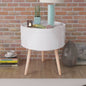 vidaXL Side Table with Serving Tray Round 15.6"x17.5" White, 243402