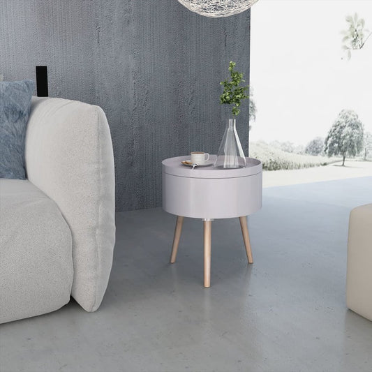 vidaXL Side Table with Serving Tray Round 15.6"x17.5" Gray, 243404