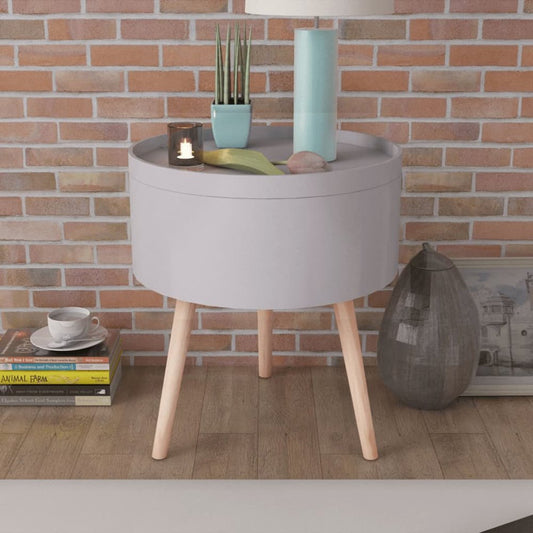 vidaXL Side Table with Serving Tray Round 15.6"x17.5" Gray, 243404