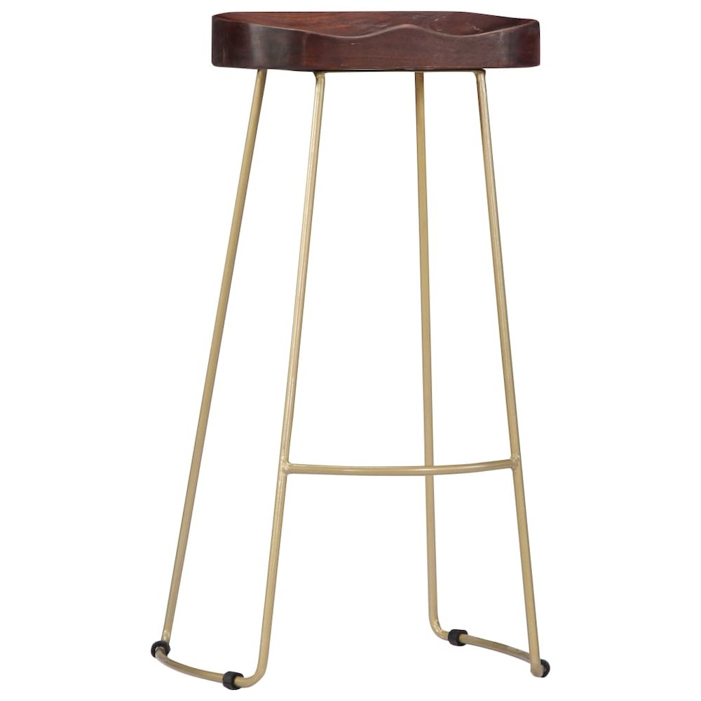 Bar Chair Set of 2 Walnut brown and brass